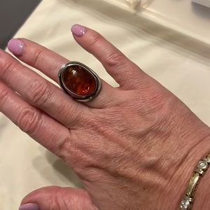 Amber stone ring